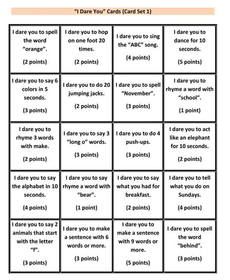printable dares for kids.